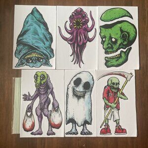 6 Pcs Halloween Zombie Ghost Monster Yard Sign Stakes Props Outdoor Lawn Decor